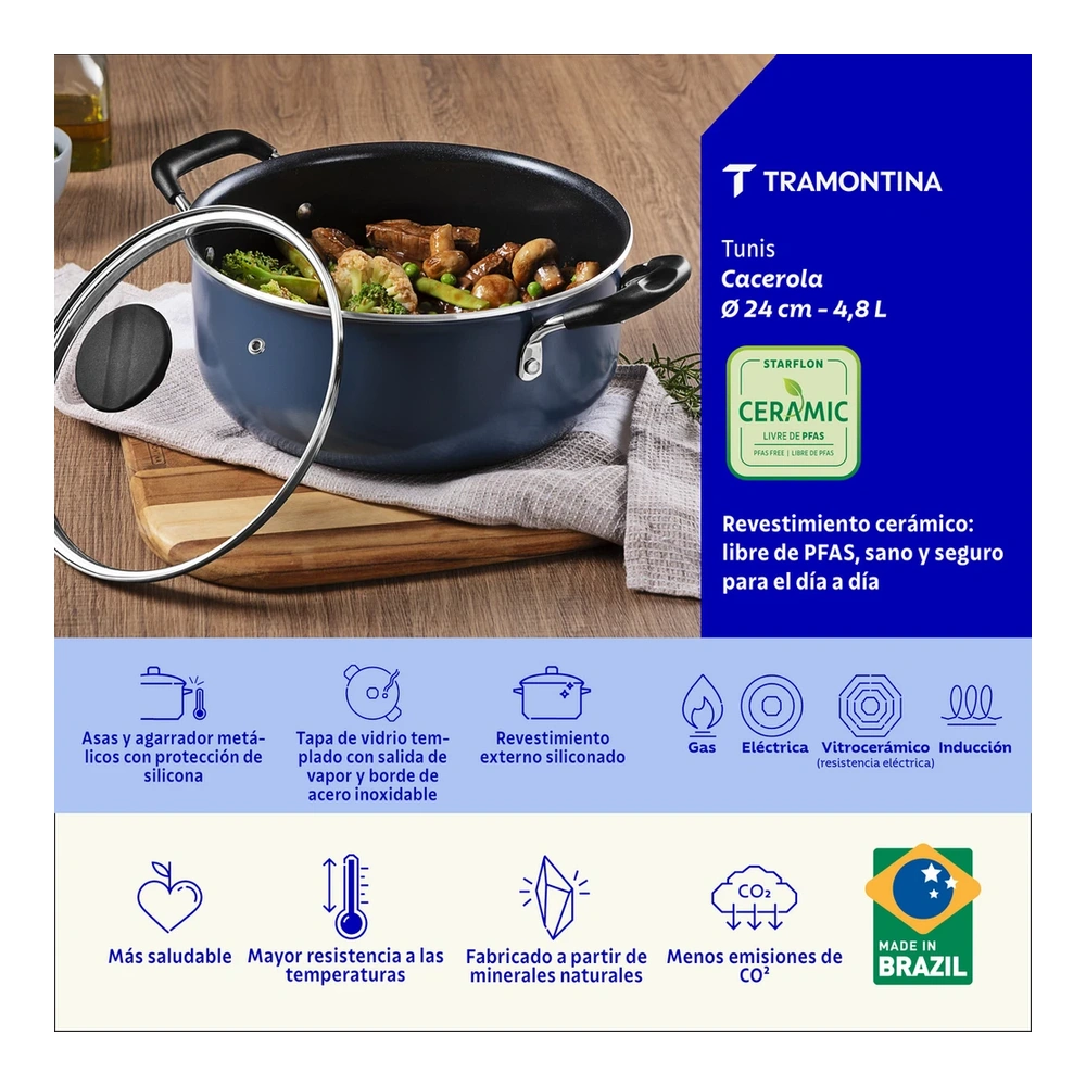 CACEROLA 24CM TUNIS TRAMONTINA T287222 3