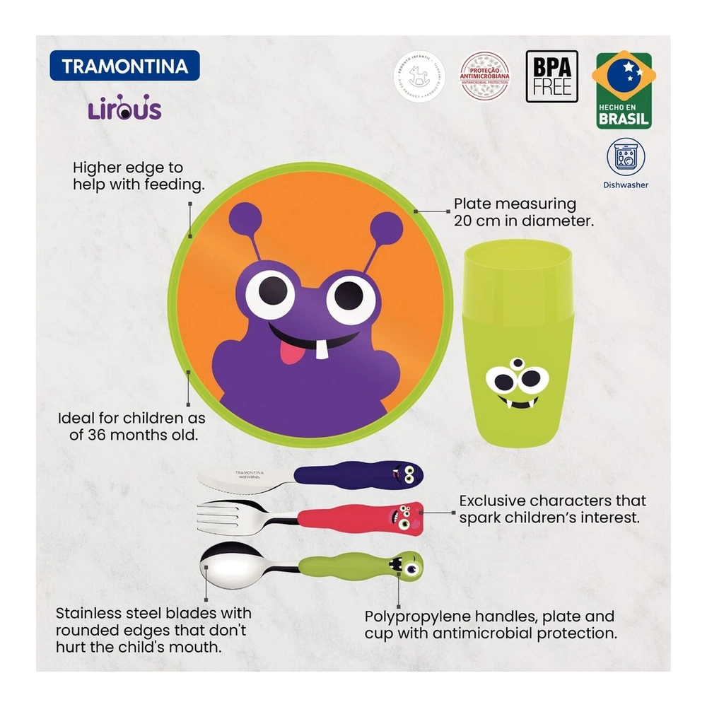 JUEGO  INFANTIL 5 PZAS LIROUS TRAMONTINA T23797G 4