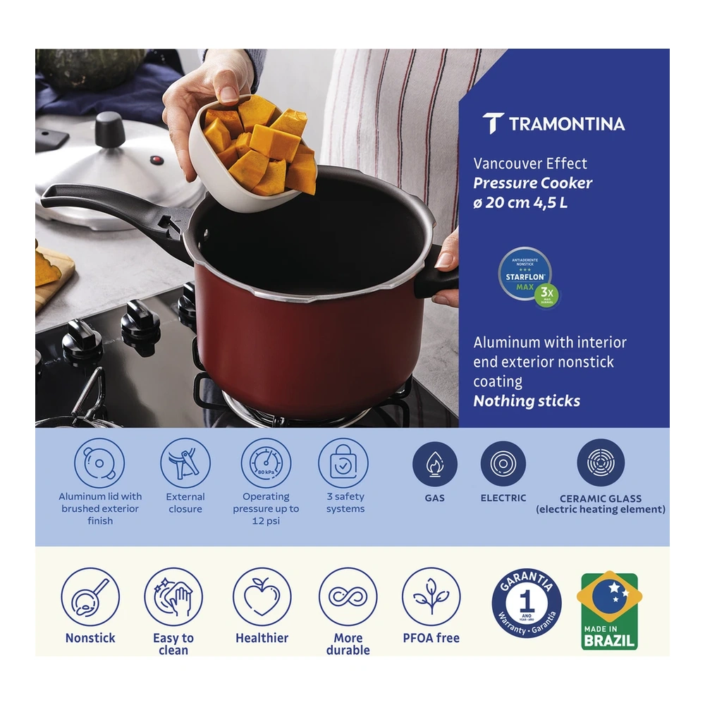 OLLA DE PRESION 20CM 4,5L VANCOUVER TRAMONTINA T205911 5