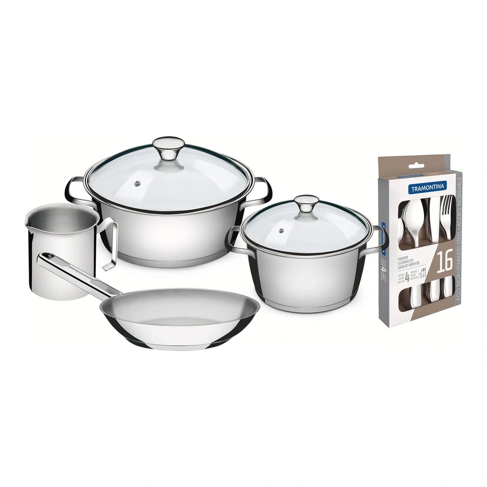 JUEGO COCINA 4PZS  CON JUEGO  CUBIERTOS 16PZS  TRAMONTINA T656607 2