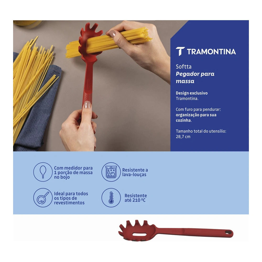 SERVIDOR DE PASTA SOFTTA ROJO TRAMONTINA T258562 5