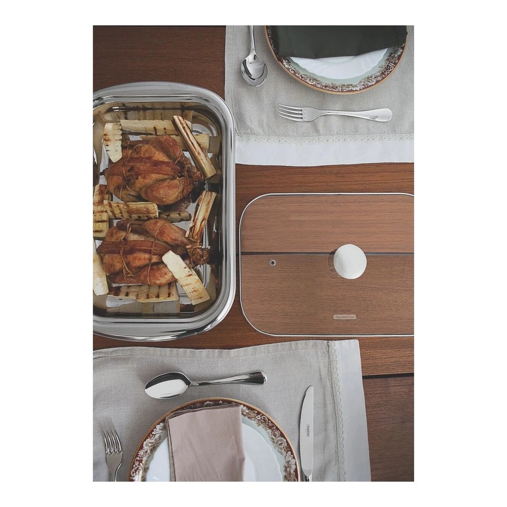 ASADERA ACERO INOXIDABLANCOE CON TAPA DE VIDRIO TRAMONTINA T61315 4