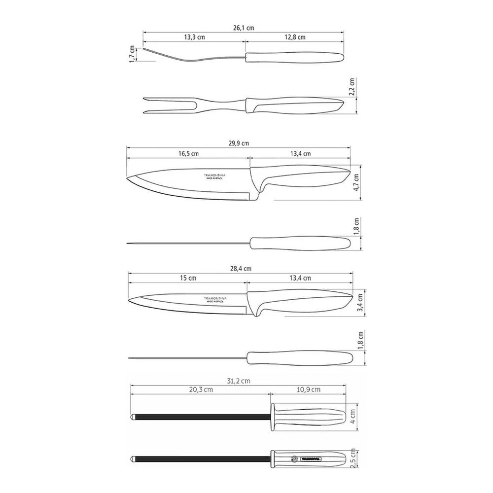 JUEGO  PARA ASADO 4 PZAS PLENUS TRAMONTINA T23498P 5