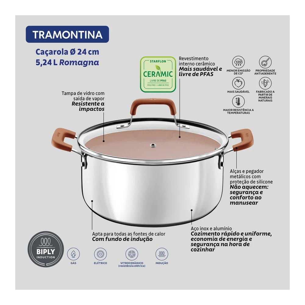 CACEROLA 24CM ROMAGNA TRAMONTINA T287427 5