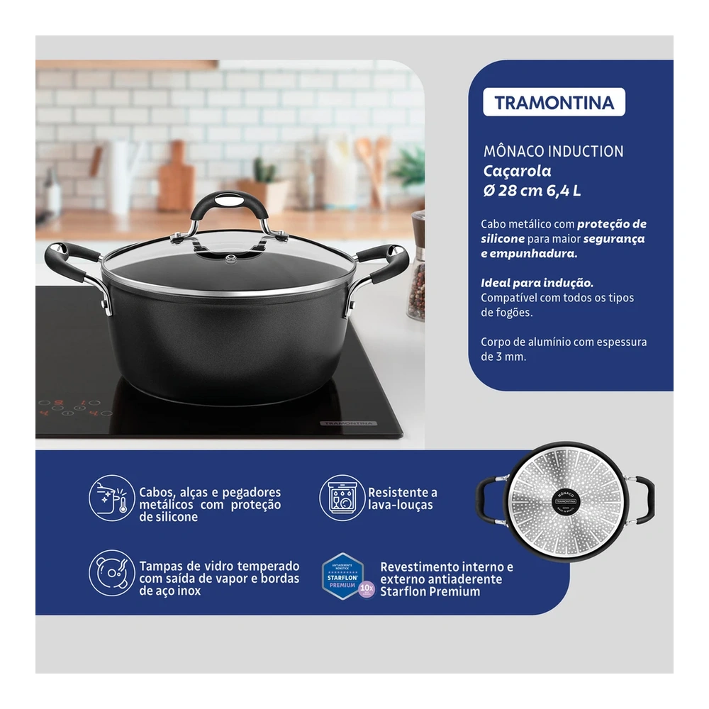 CACEROLA 28 CM MONACO INDUCTION TRAMONTINA T287054 5