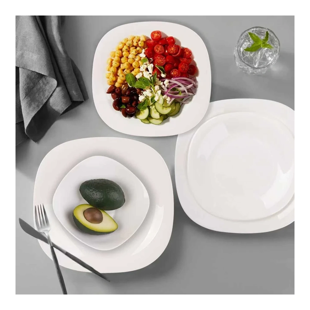 Juego de platos cuadrados 18pzs blanco Kups 2