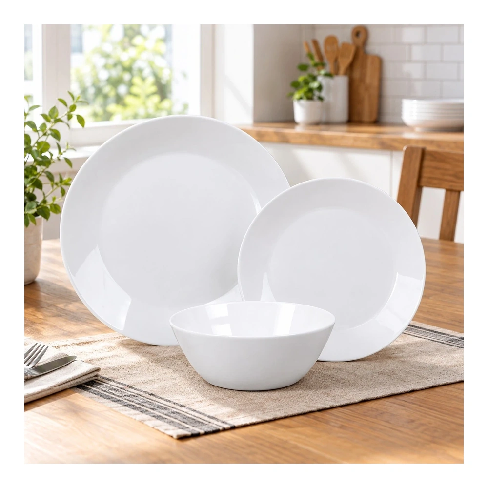 Juego de platos redondos 18pzs blanco Kups 3