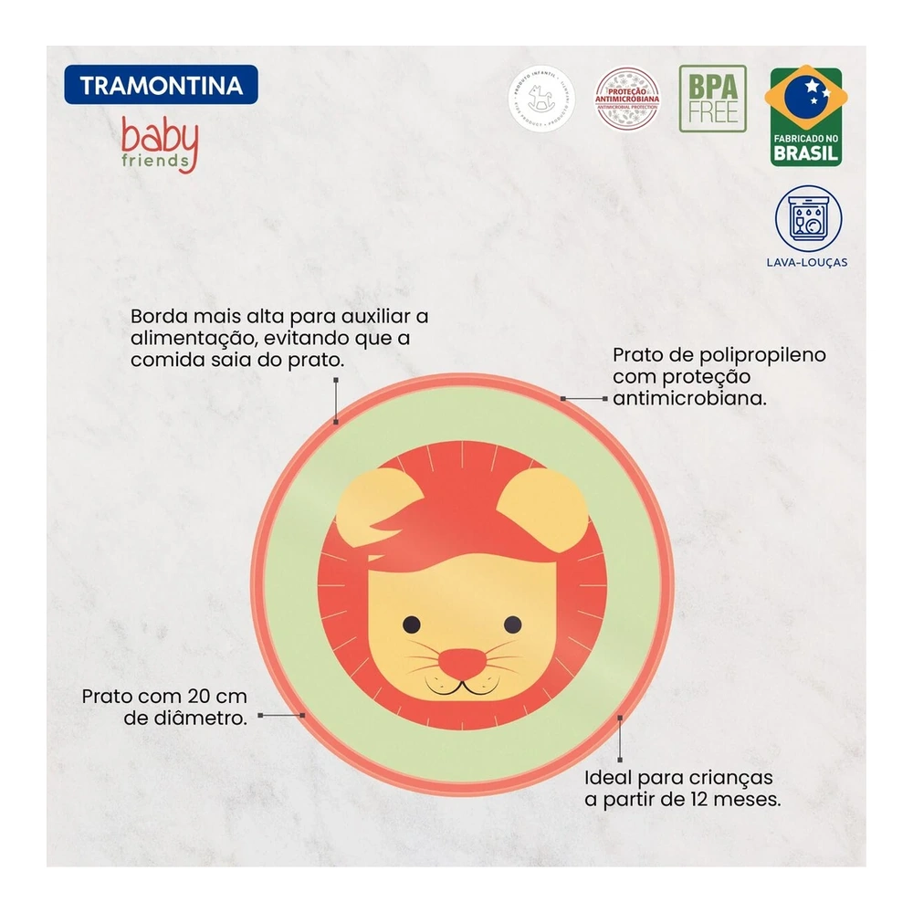 PLATO INFANTIL 20CM BABY FRIENDS TRAMONTINA T237762 5