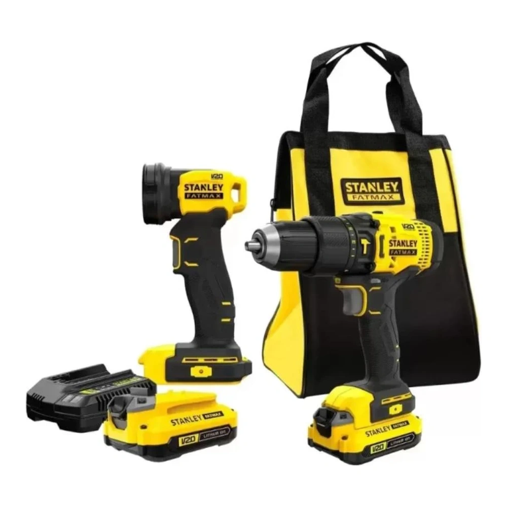 SET TALADRO/ATORNILLADOR + LINTERNA 20v STANley SCDL711-13mm
Incluye: Bolso Nylon + 2 Baterías + Linterna + 1 Cargador B066235