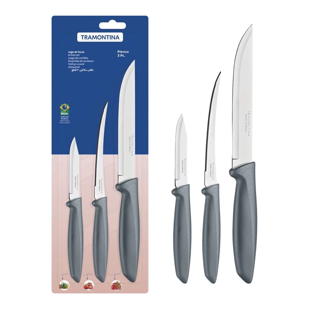 JUEGO DE CUCHILLOS 3 PZAS PLENUS TRAMONTINA T23498C