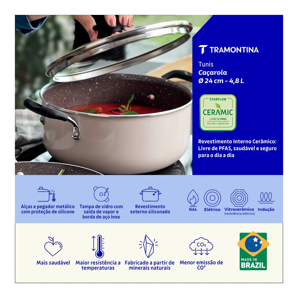 CACEROLA 24CM TUNIS TRAMONTINA T287226 5