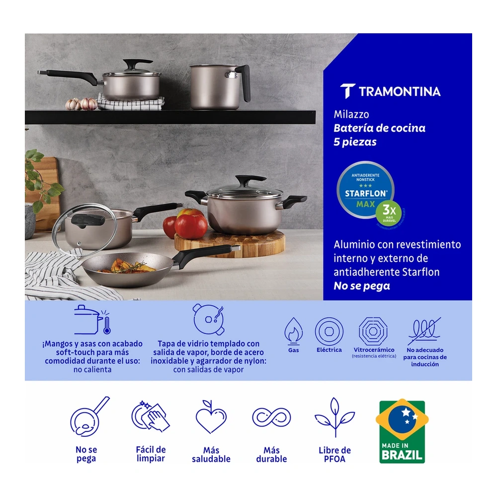 JUEGO DE COCINA 5 PZAS MILAZULZO TRAMONTINA T28599I 3