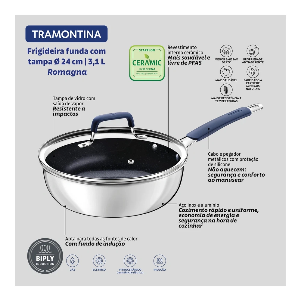 SARTEN HONDA 24 CM ROMAGNA TRAMONTINA T287443 5