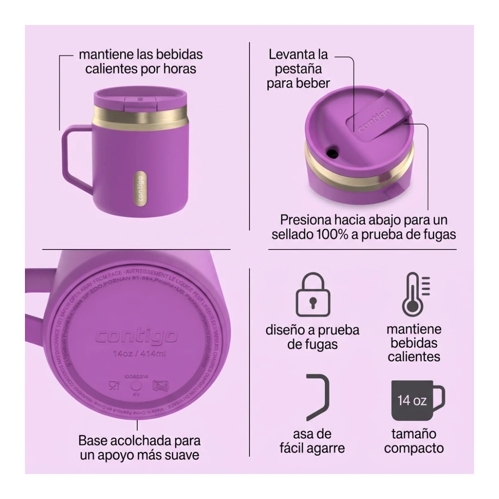 CONTIGO SNAPSEAL MUG TÉRMICO 414 ML GALACTIC CHAMPAGNE 4