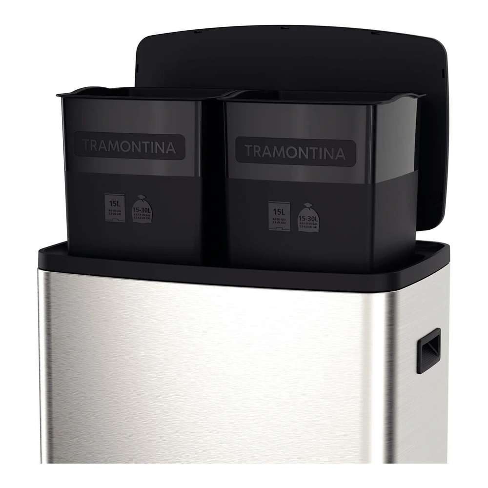 BASURERO INOX CON PEDAL OCTOS 15+15L TRAMONTINA T945444 3