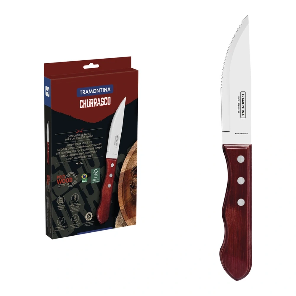 JUEGO CUCHILLOS JUMBO 4 PZAS POLYOOD TRAMONTINA T21199C