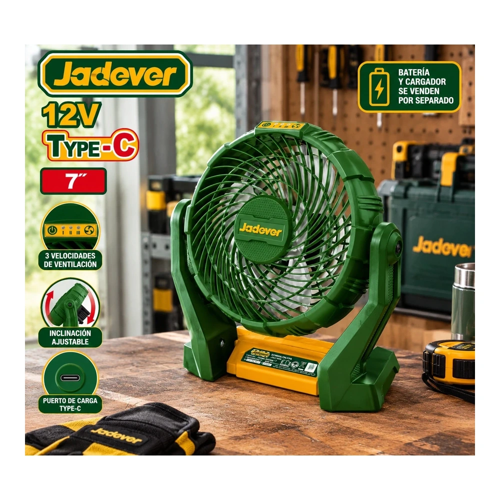Ventilador 7" 12V Sin Bateria Jadever Caja 3