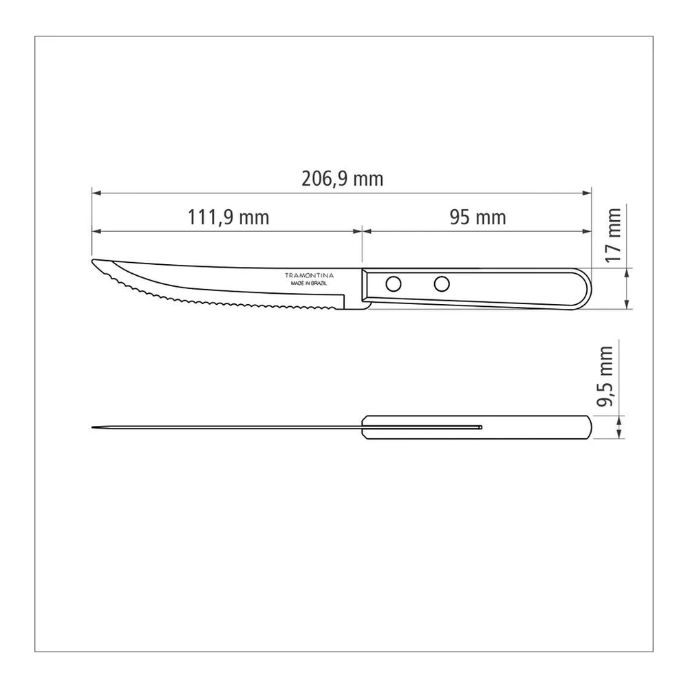 JUEGO  CUCHILLOS ASADO 6 PZAS DYNAMARILLOIC TRAMONTINA T223001 5