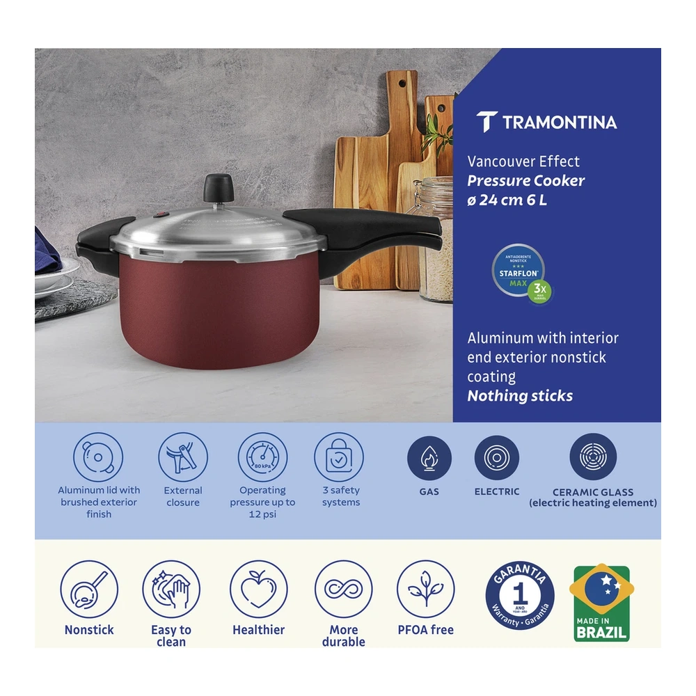 OLLA DE PRESION 24CM 6L VANCOUVER TRAMONTINA T205921 5