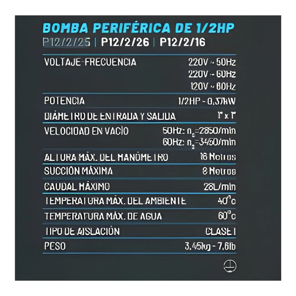BOMBA PERIFERICA 1/2HP 2