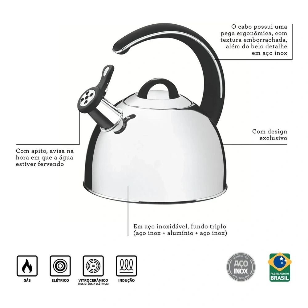 TETERA CON SILBATO 3,35L TRAMONTINA T61488 5