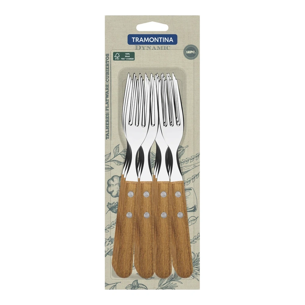 JUEGO  TENEDORES MESA 12 PZAS DYNAMARILLOIC TRAMONTINA T22302 3