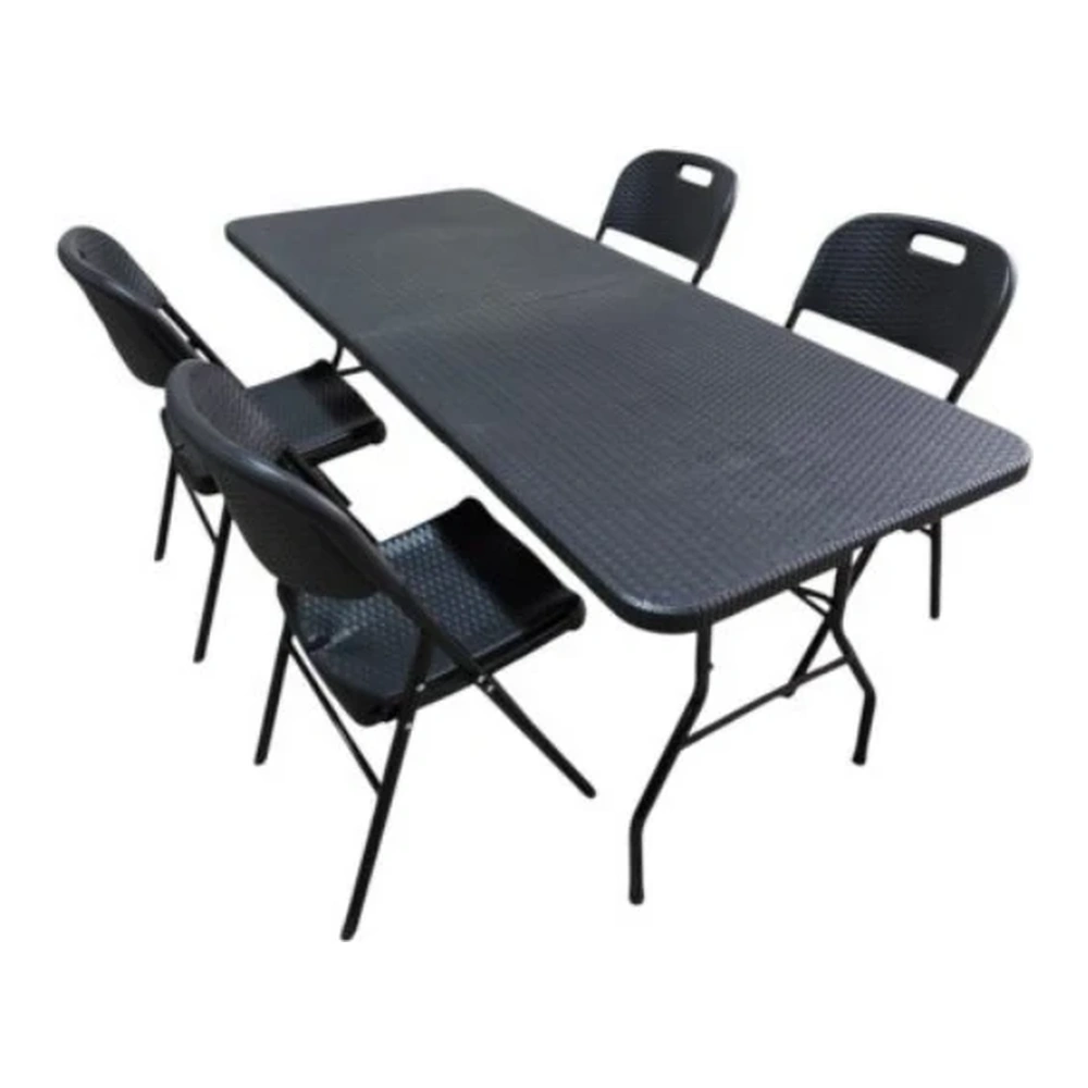 JUEGO DE MESA PLEGABLE NEGRA CON 4 SILLAS PLEGABLES NEGRAS UNIQUE MPN1804SPN