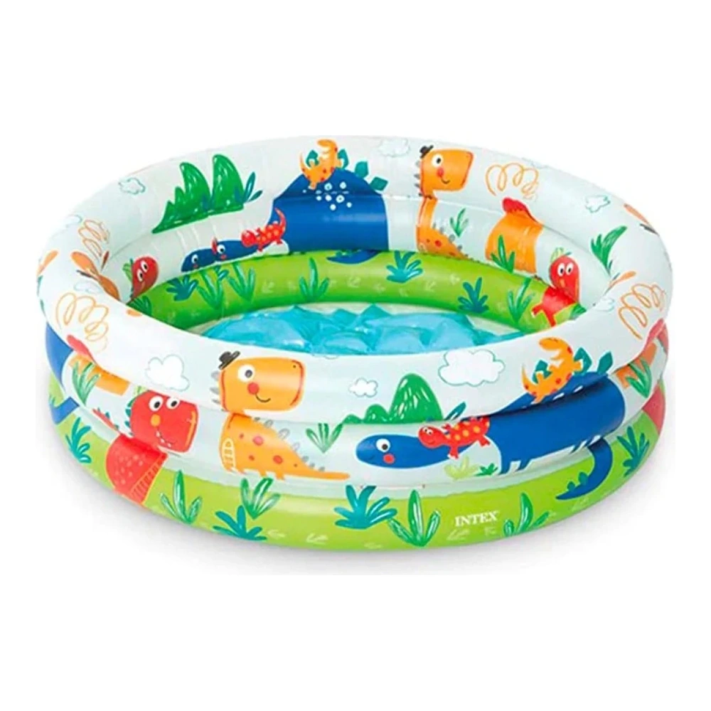 PISCINA INFLABLE REDONDA DE 3 ANILLOS DINOSAURIO INTEX 61X22CM - 28L I57106