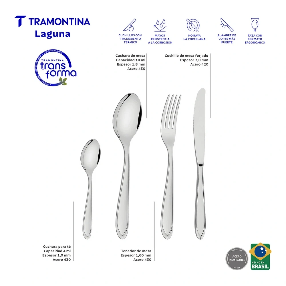 JUEGO DE CUBIERTOS 24PZAS  LAGUNA TRAMONTINA T669064 3
