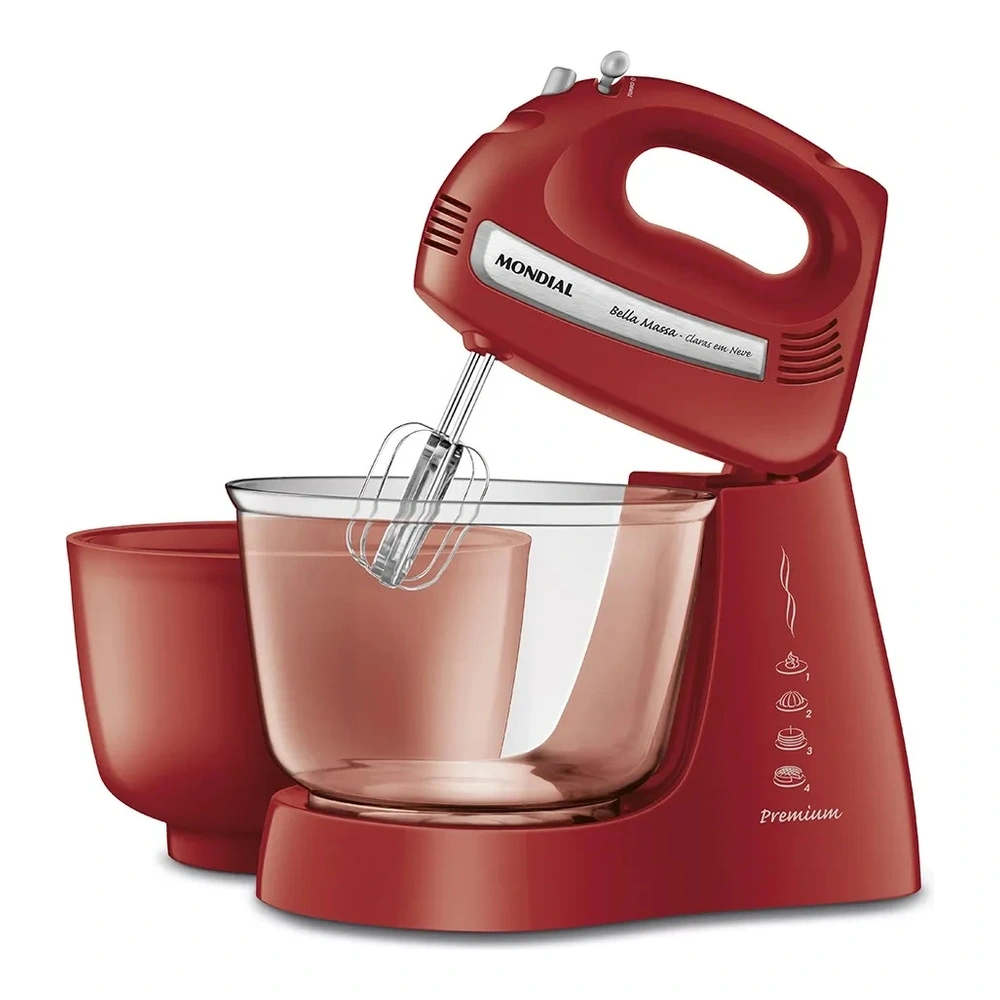 BATIDORA MONDIAL BELLA MASSA CLARAS 500W 4 VELOCIDADES / 2 BOLS / 2 PARES BAT.