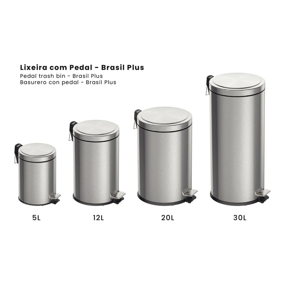 BASURERO INOX PEDAL BRASIL PLUS 12L TRAMONTINA T945387 4