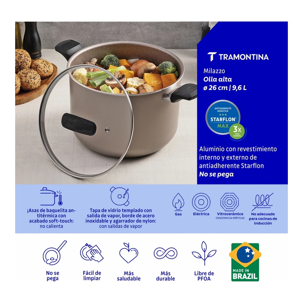 OLLA ALTA 26 CM MILAZULZO TRAMONTINA T285746 3