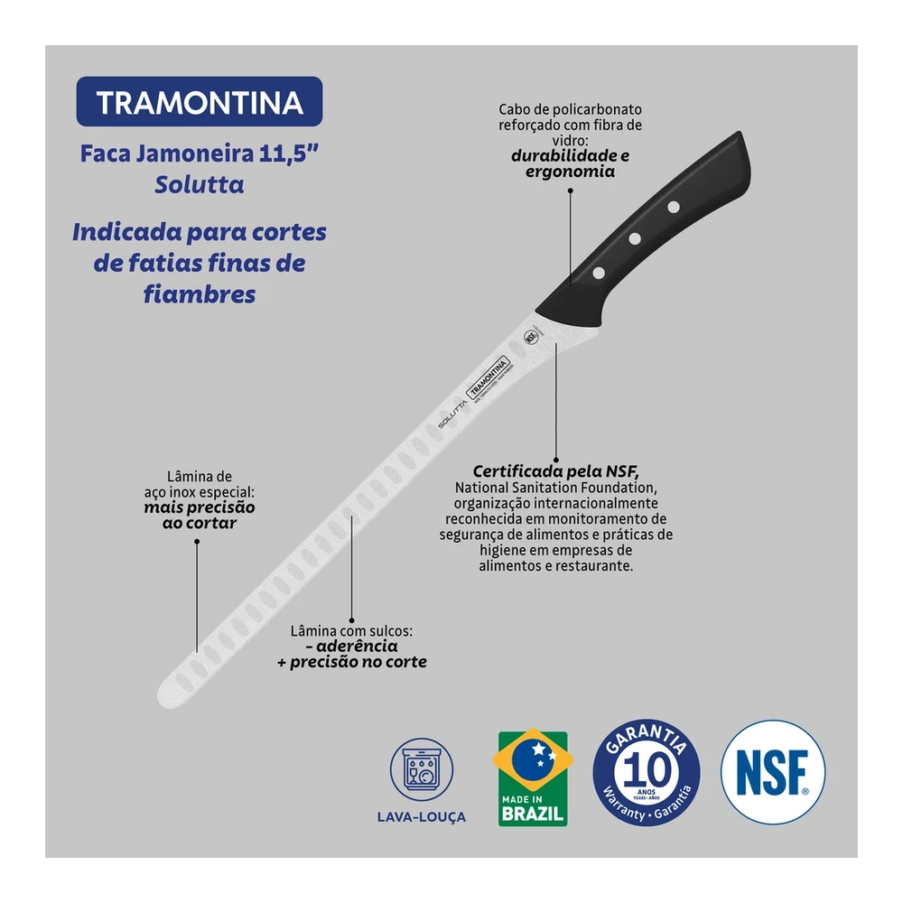 CUCHILLO JAMARILLOONERO DE 11,5 SOLUTTA TRAMONTINA T242571 5
