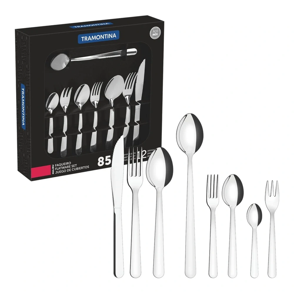 JUEGO  DE CUBIERTOS 85 PZAS MALIBU TRAMONTINA T237982