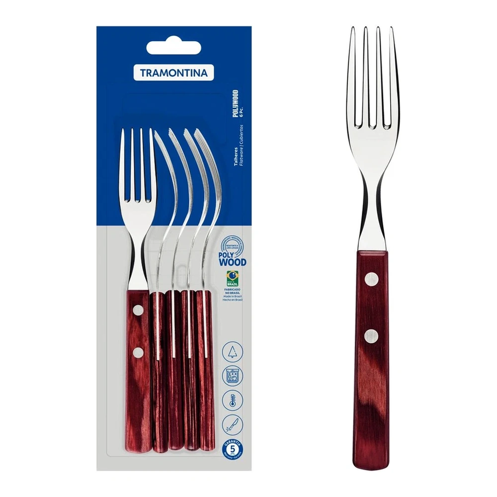 JUEGO   TENEDORES MESA 6 PZAS POLYOOD TRAMONTINA T211023 2