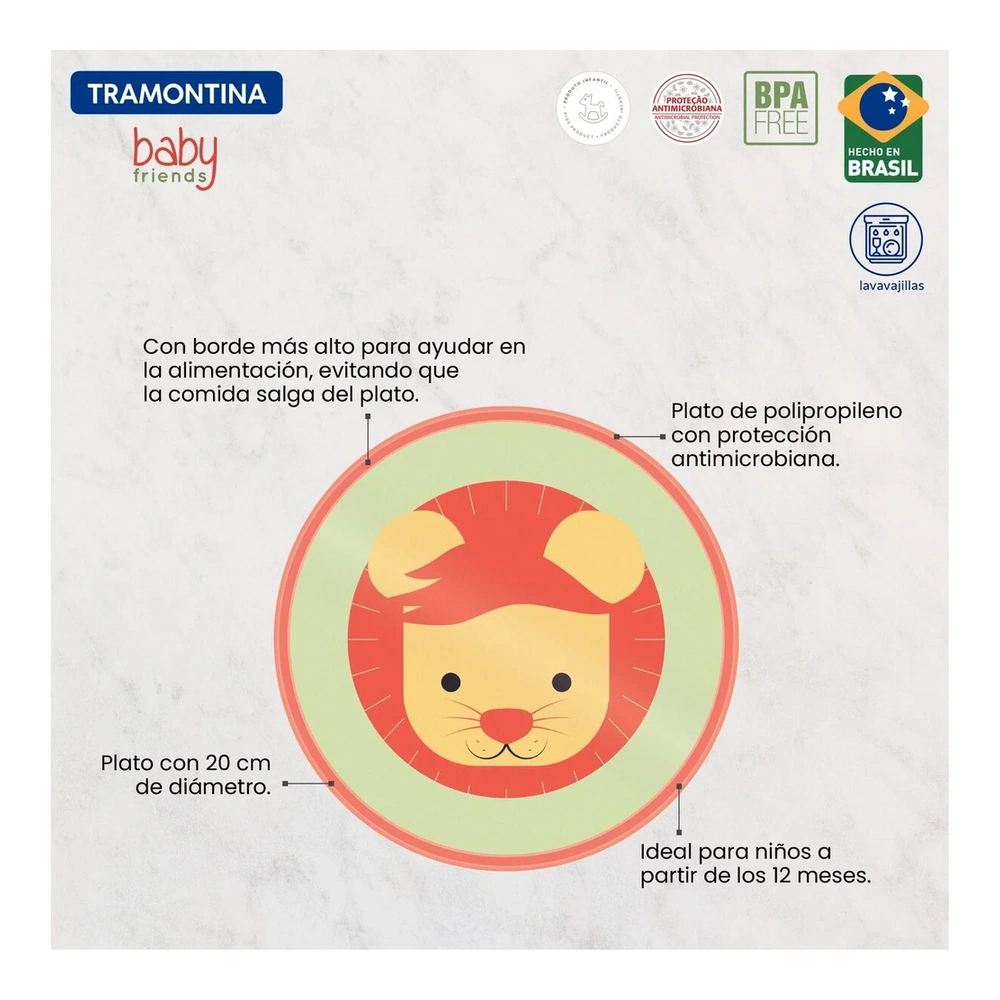 PLATO INFANTIL 20CM BABY FRIENDS TRAMONTINA T237762 3