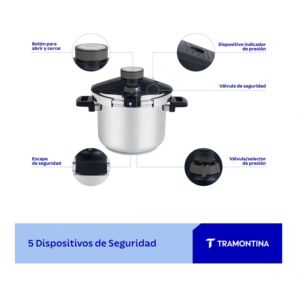 OLLA A PRESION 6L PRESTO TRAMONTINA T62518 4