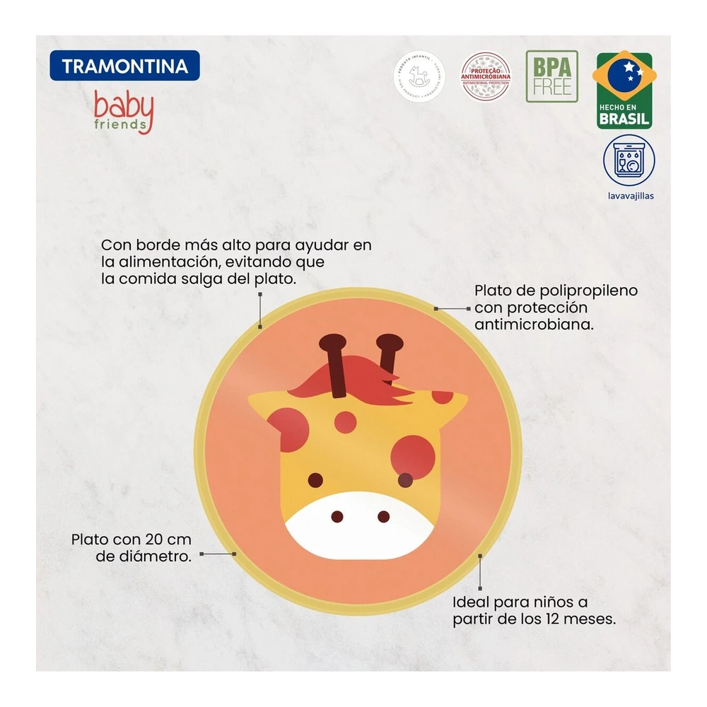 PLATO INFANTIL 20CM BABY FRIENDS TRAMONTINA T237763 3