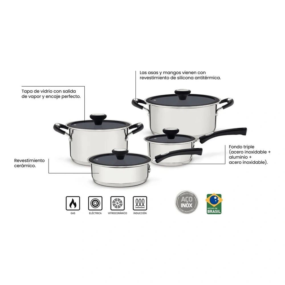 JUEGO DE COCINA 4PZAS  SOLAR CERA TRAMONTINA T651203 4