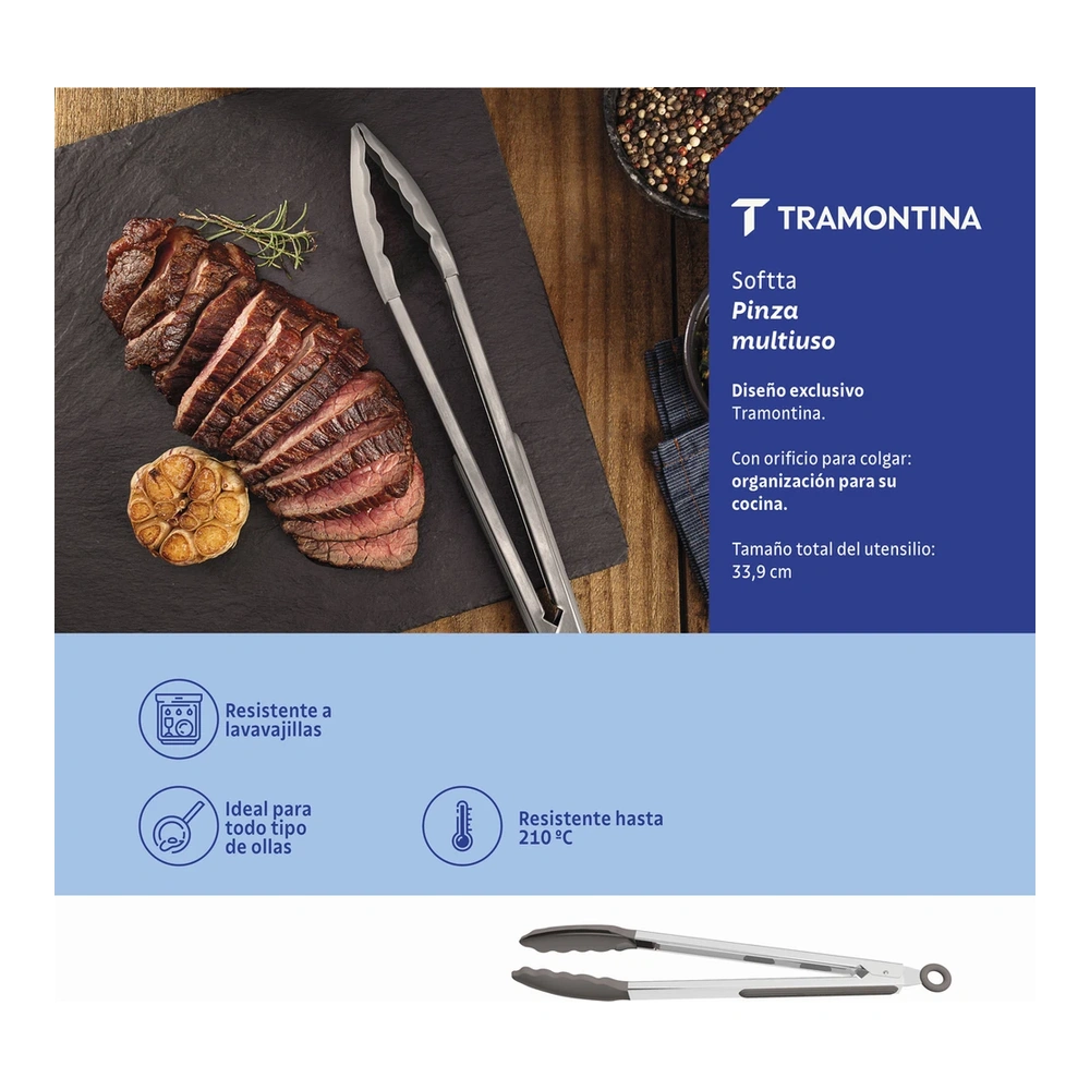 PINZA MULTIUSO 33,9 CM SOFTTA GRIS TRAMONTINA T258573 3