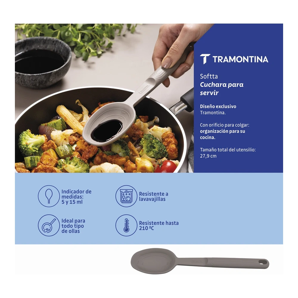 CUCHARA PARA SERVIR SOFTTA GRIS TRAMONTINA T258521 3