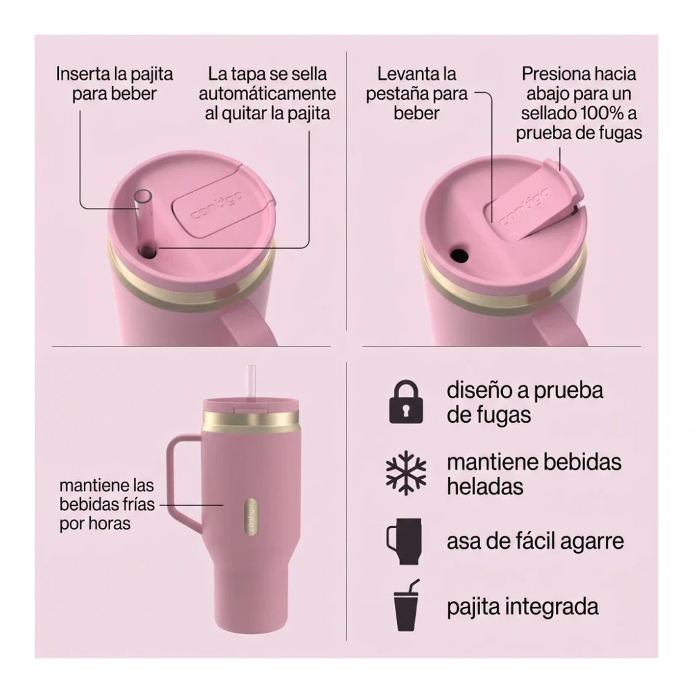 VASO TÉRMICO CONTIGO SNAPSEAL 887ML — DIAMANTE ROSA 4