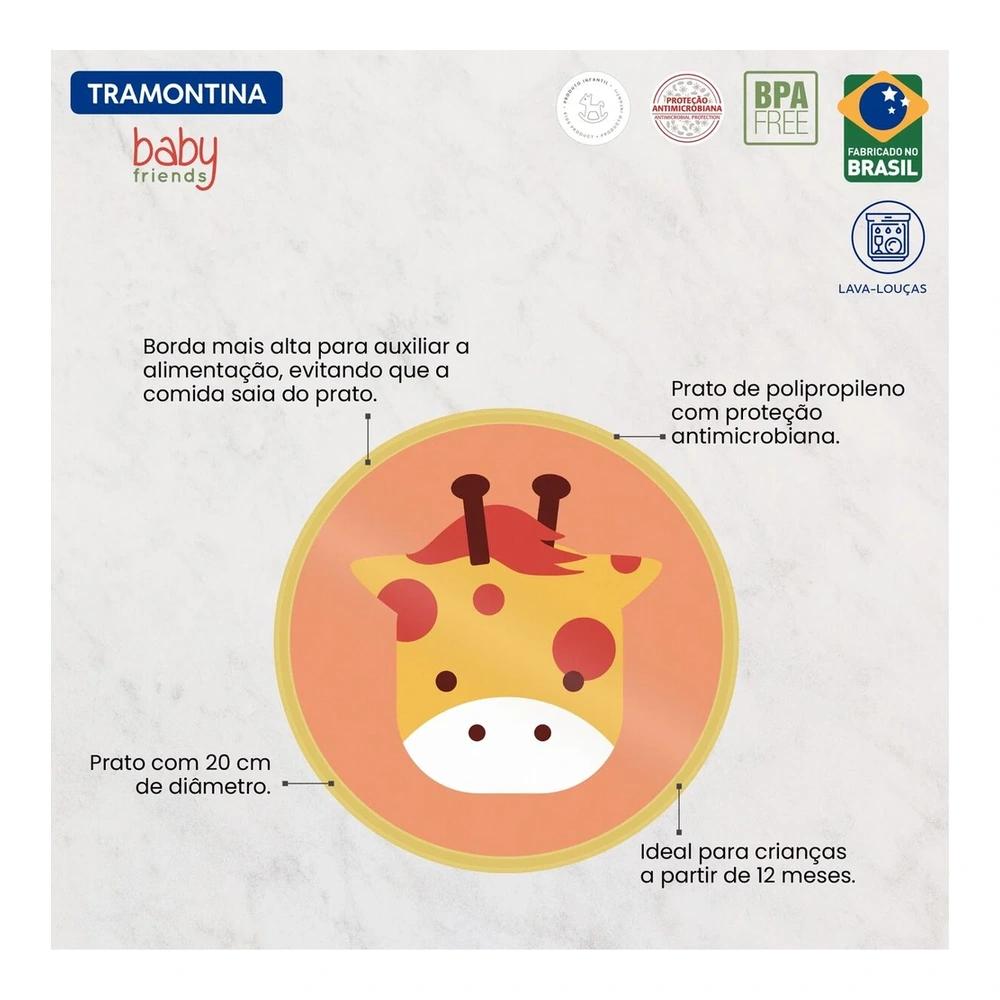 PLATO INFANTIL 20CM BABY FRIENDS TRAMONTINA T237763 5