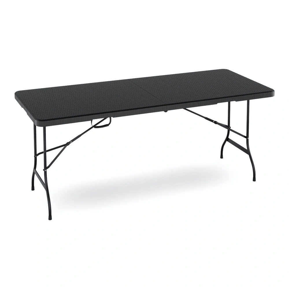 MESA PLEGABLE UNIQUE NEGRA P/ 6 PERSONAS 1,80 MTS. MPN180