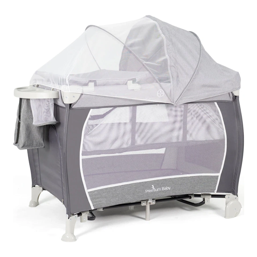 CUNA CORRALITO PREMIUM BABY AUSTIN GRIS CON CAMBIADOR