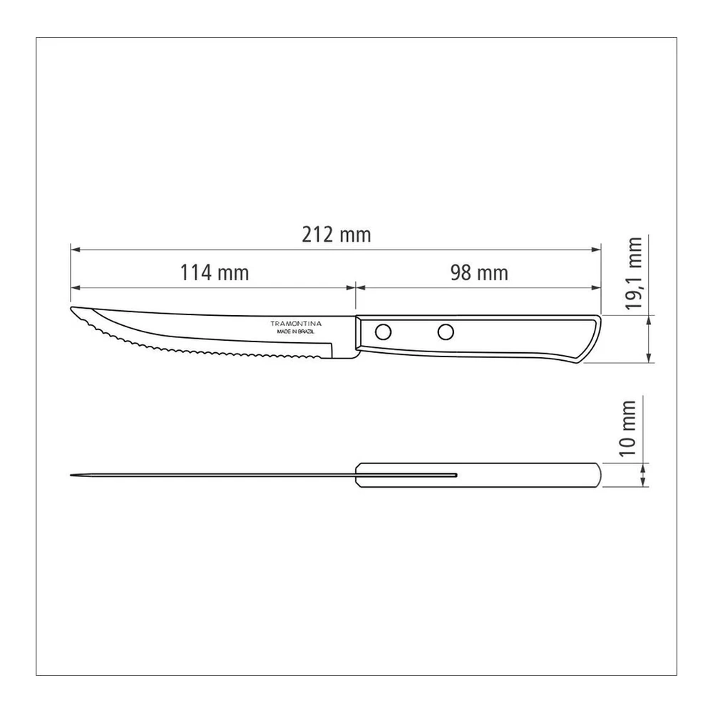 JUEGO   CUCHILLOS ASADO 6 PZAS CHURRASCO TRAMONTINA T211988 5