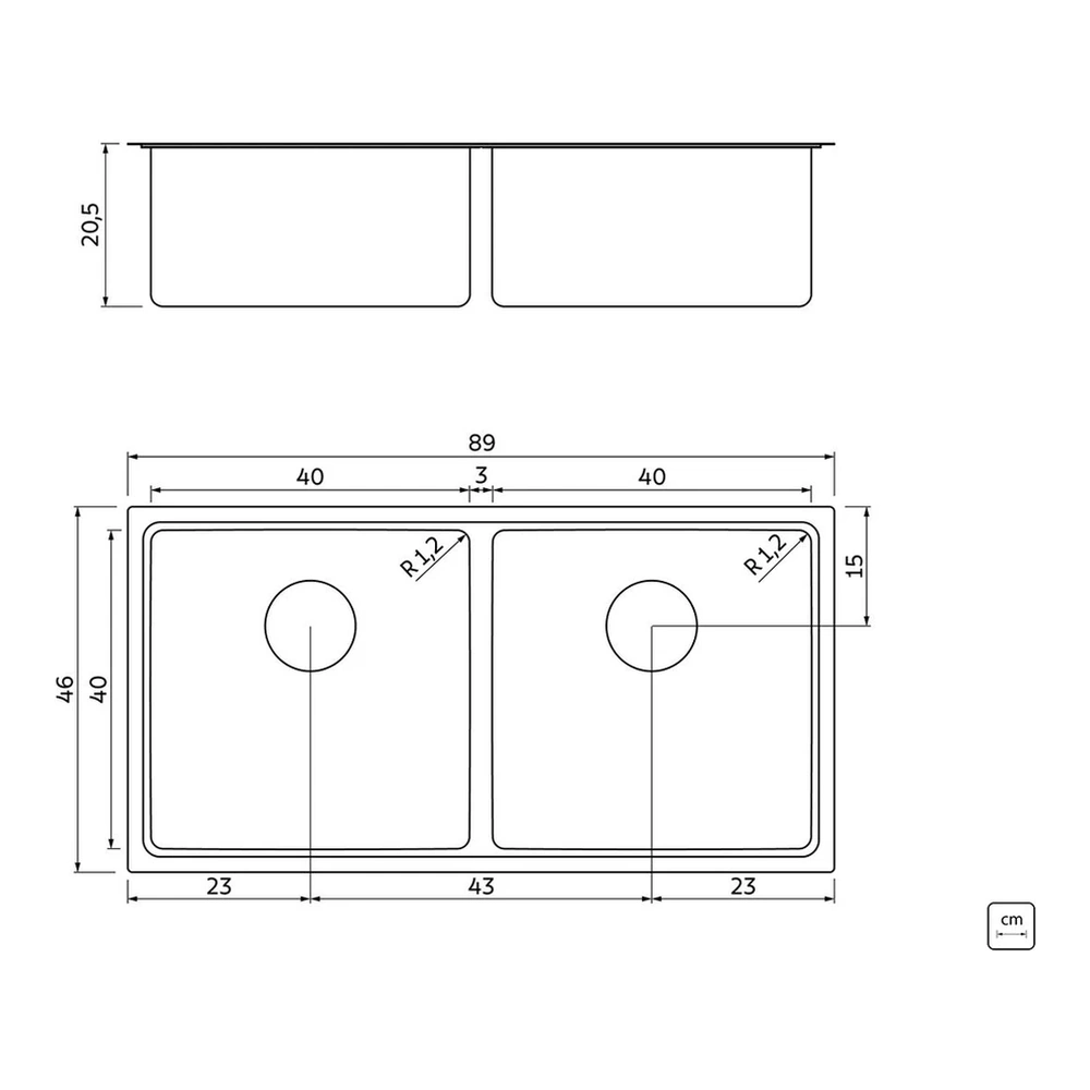 CUBETA INOX QUADRUM 89X46X20,5 2C 40 TRAMONTINA T94008 4