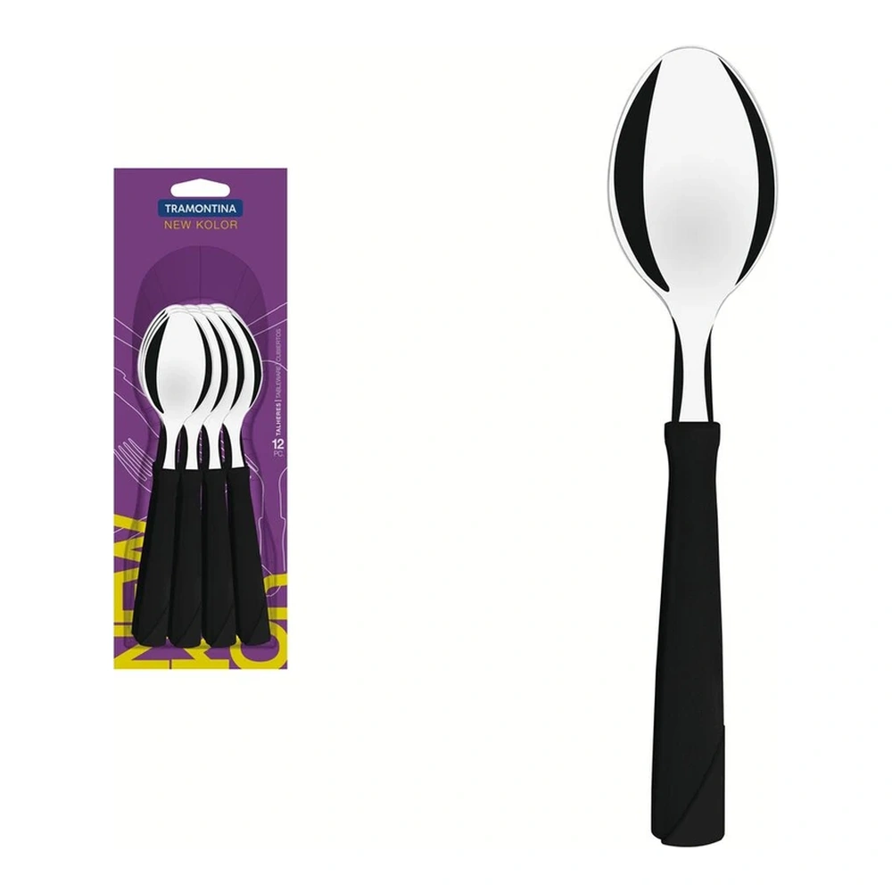 JUEGO  CUCHARAS MESA 12PZAS NE KOLOR TRAMONTINA T231631 2