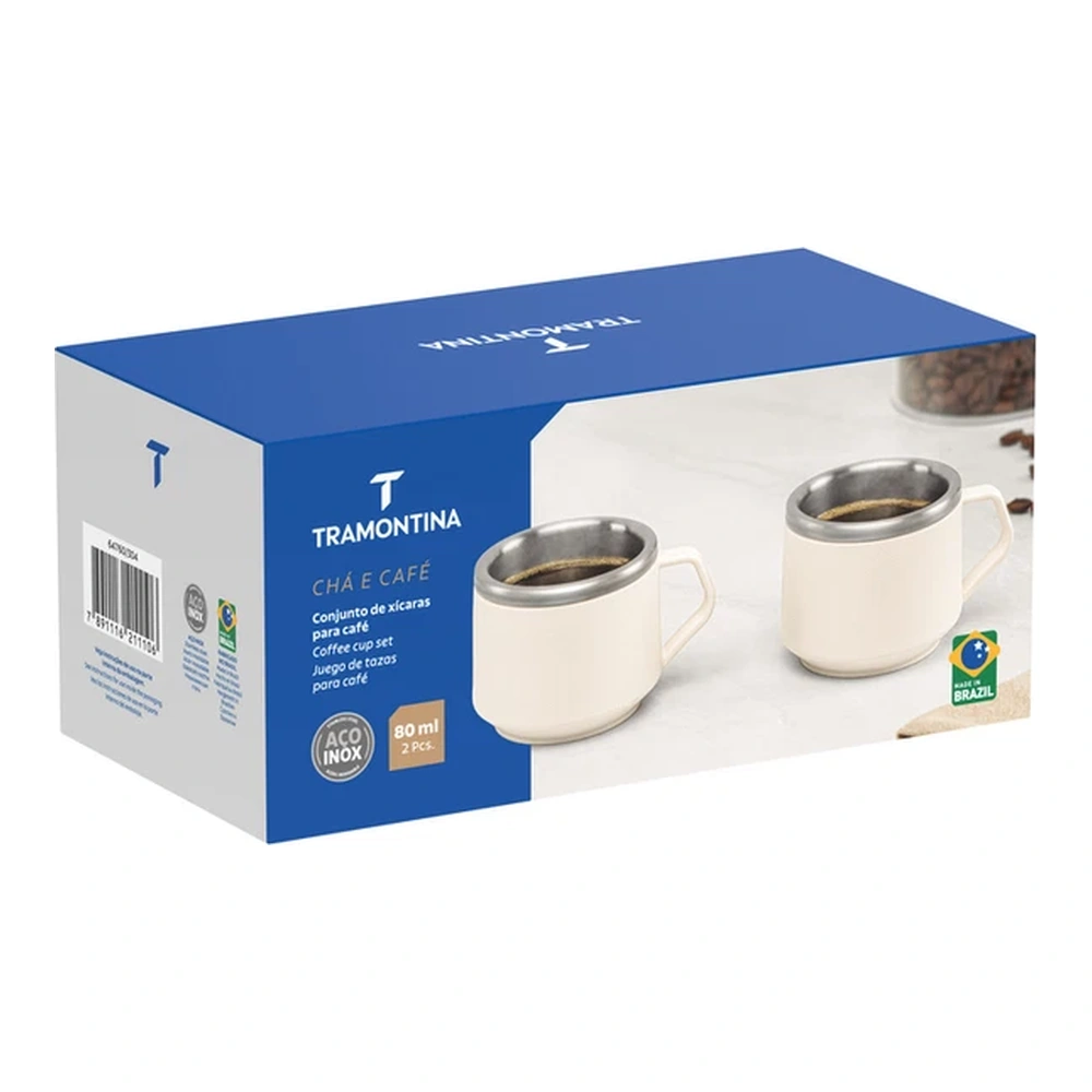 JUEGO  DE TAZULAS PARA CAFÉ 2 PZAS  - 0,08LT TRAMONTINA T647606 5