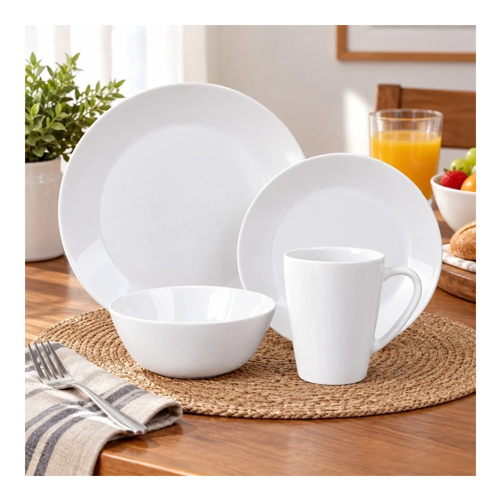 Juego de platos redondos 16pzs blanco Kups 3